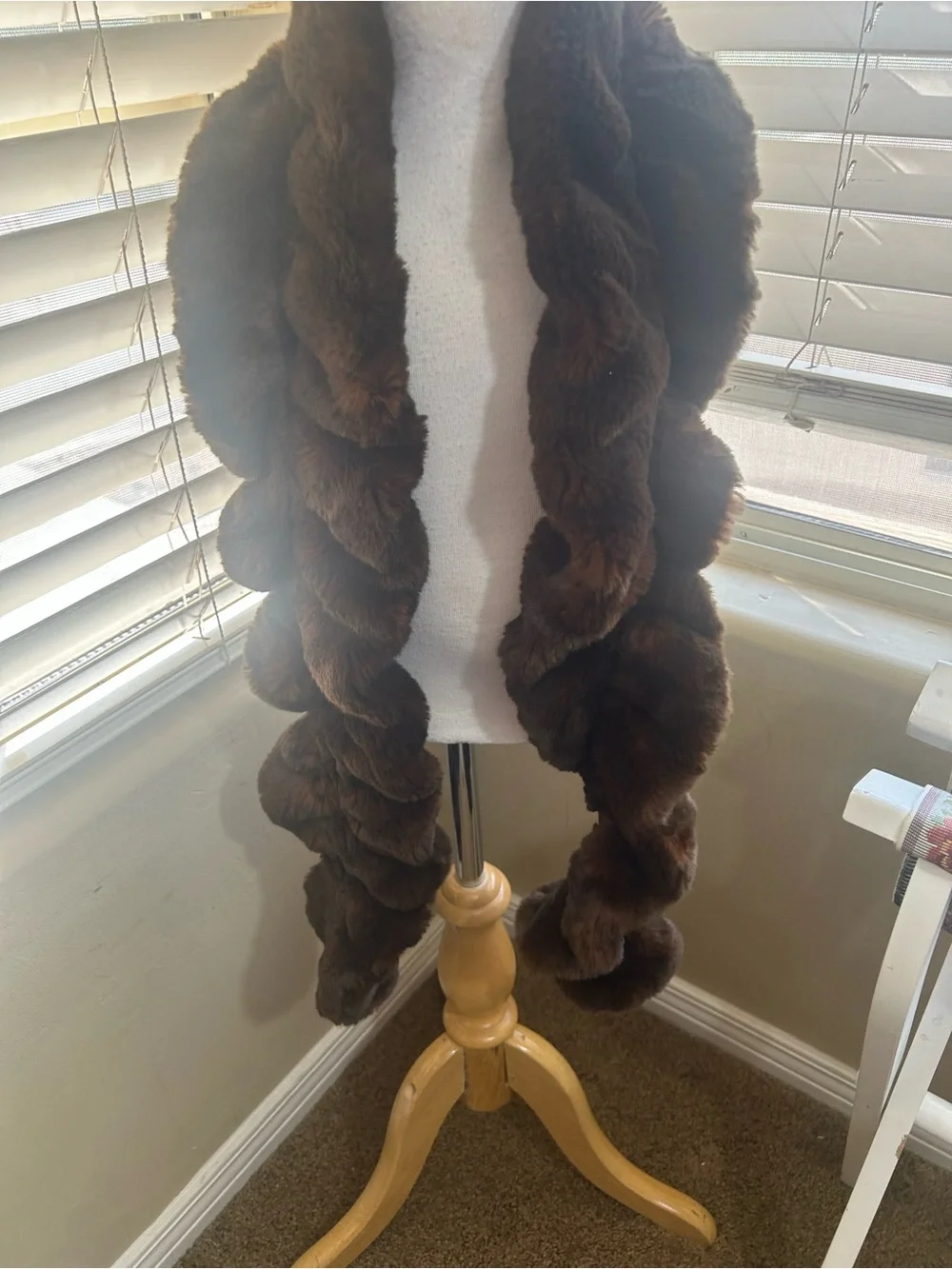 Fabulous Furs Dark Brown Faux Fur Scarf